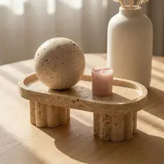 SANTU HOME & DECO - Bandeja Decorativa Estilo Marmol Travertino Greco