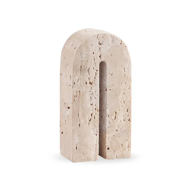 SANTU HOME & DECO - Arco Escultural Piedra Travertino Decorativo Grande