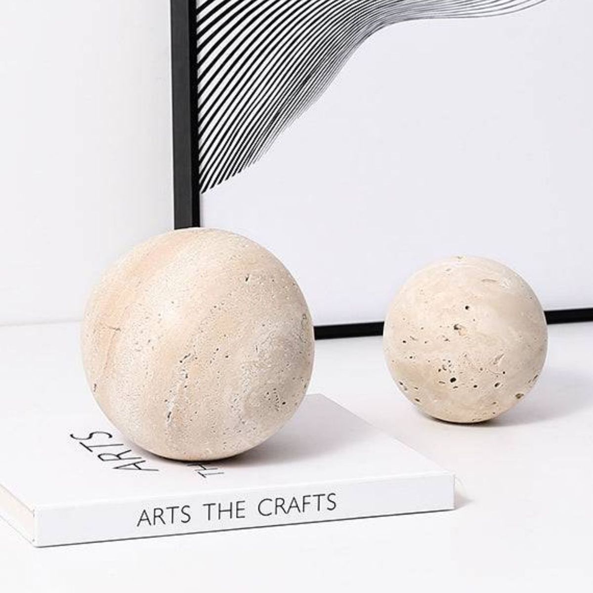 SANTU HOME & DECO - Esfera Orbis Piedra Travertino Figura Decorativa