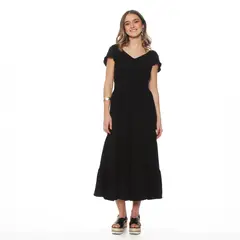 WADOS - VESTIDO MANGA CORTA SOLIDO ESCOTE V