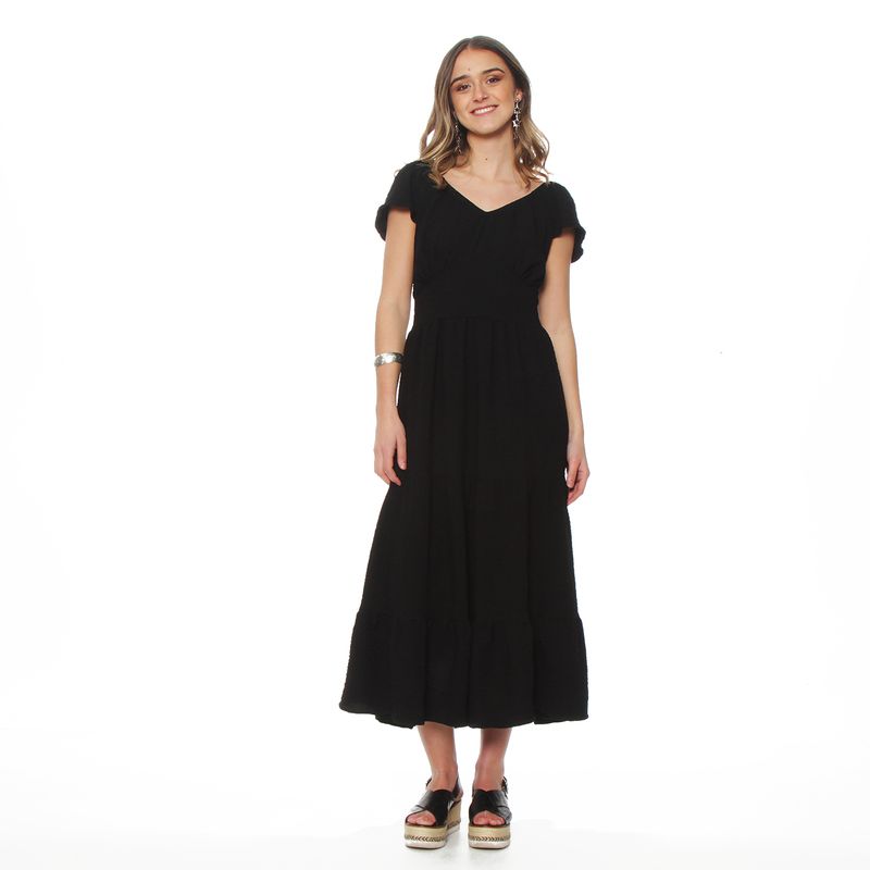 WADOS - VESTIDO MANGA CORTA SOLIDO ESCOTE V