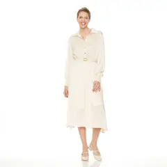 WADOS - VESTIDO MANGA LARGA ABOTONADO CON CINTURON