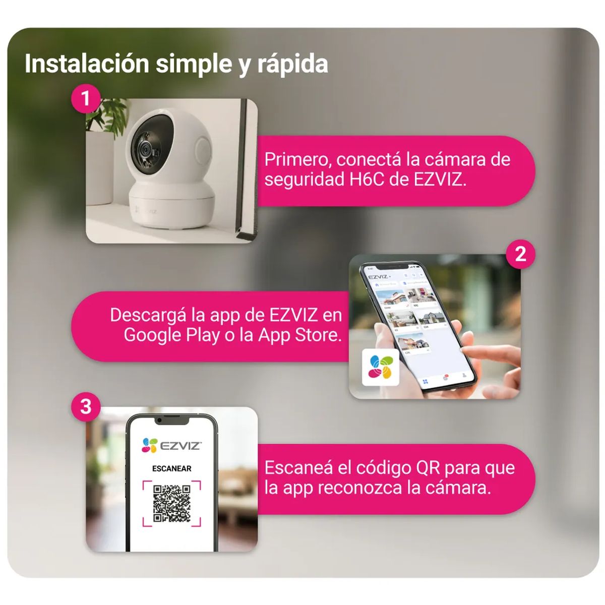 EZVIZ - Camara IP H6C PRO 2K+ 4mp EZVIZ WiFi IR10M Seguimiento Audio