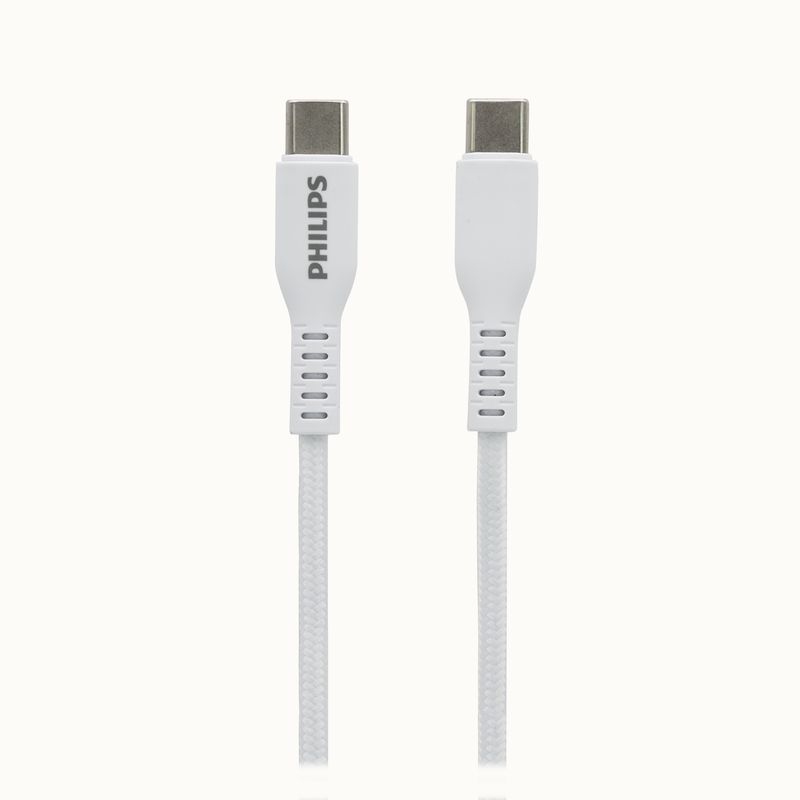 PHILIPS - Cable Philips de Carga de USB-C a USB-C Trenzado Blanco