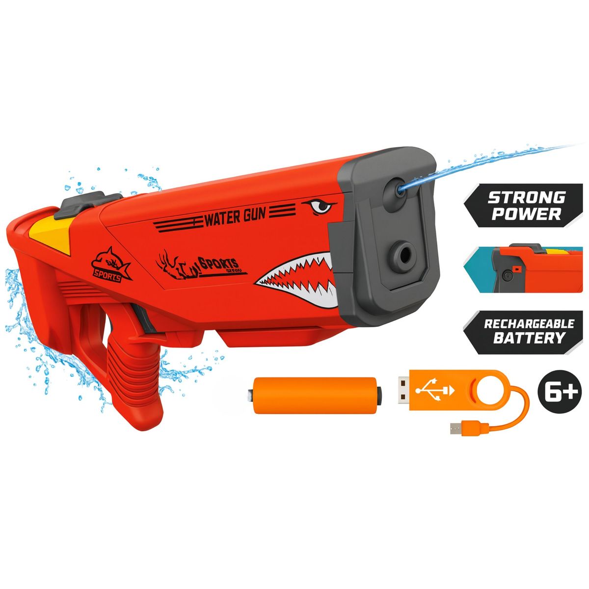 GENERICO - Pistola de Agua Eléctrica Recargable Diseño Tiburón