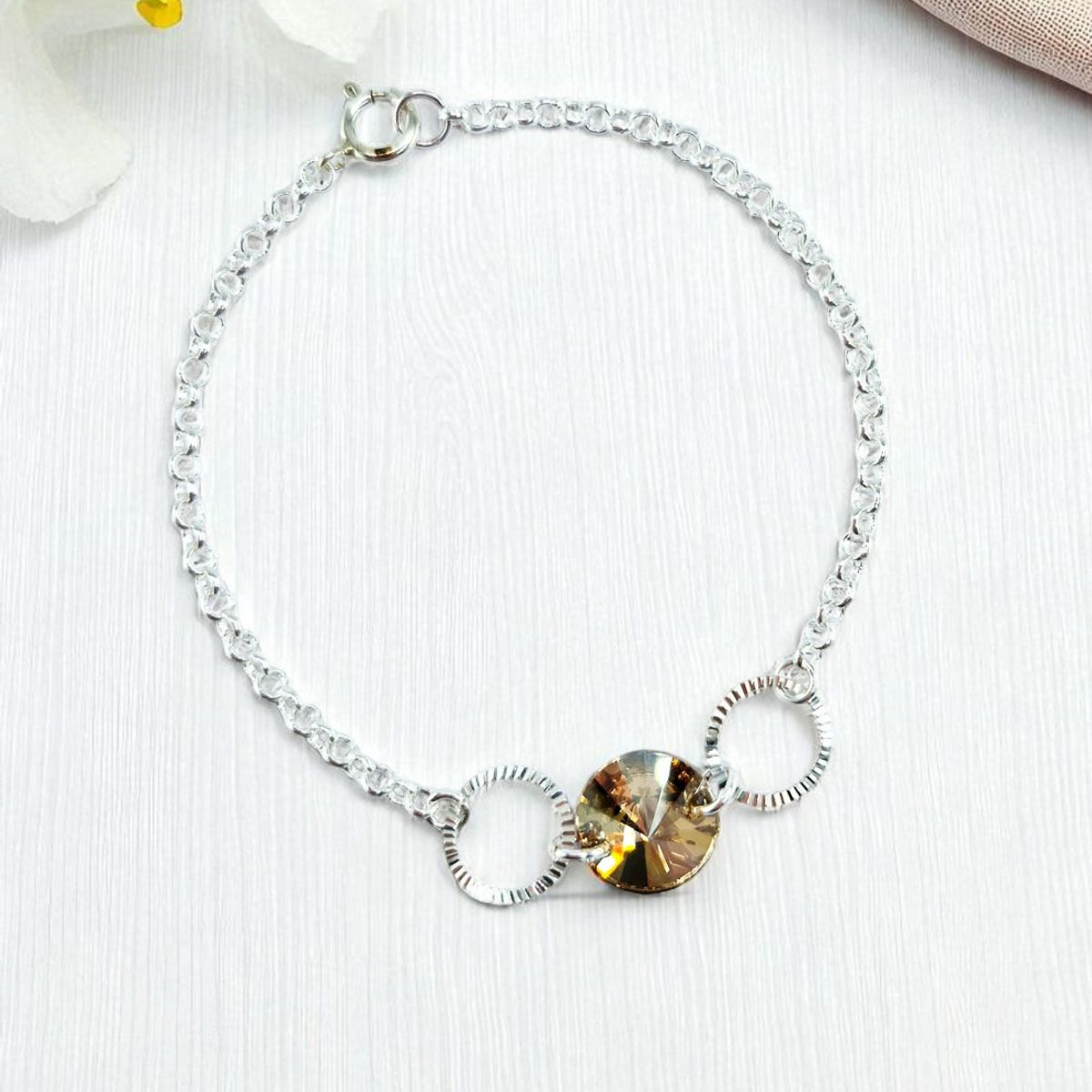 JOYAS MONTERO - Pulsera Rafaela Plata 925  creado con cristales de Swarovski® Golden