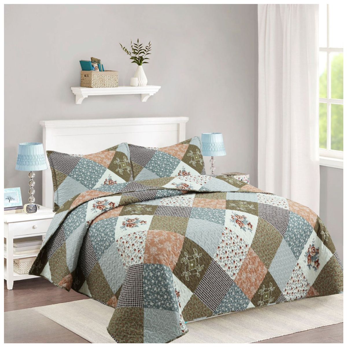 GENERAL TIRE - Cubrecama Verano 2 Plazas Quilt De Diseños Estampados