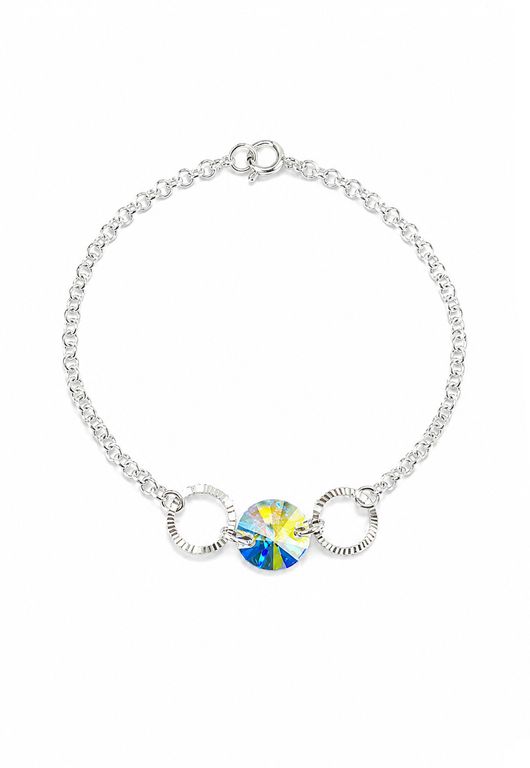 Pulsera Rafaela Plata 925 creado con cristales de Swarovski Aurora Boreal Plateado TALLA UNICA
