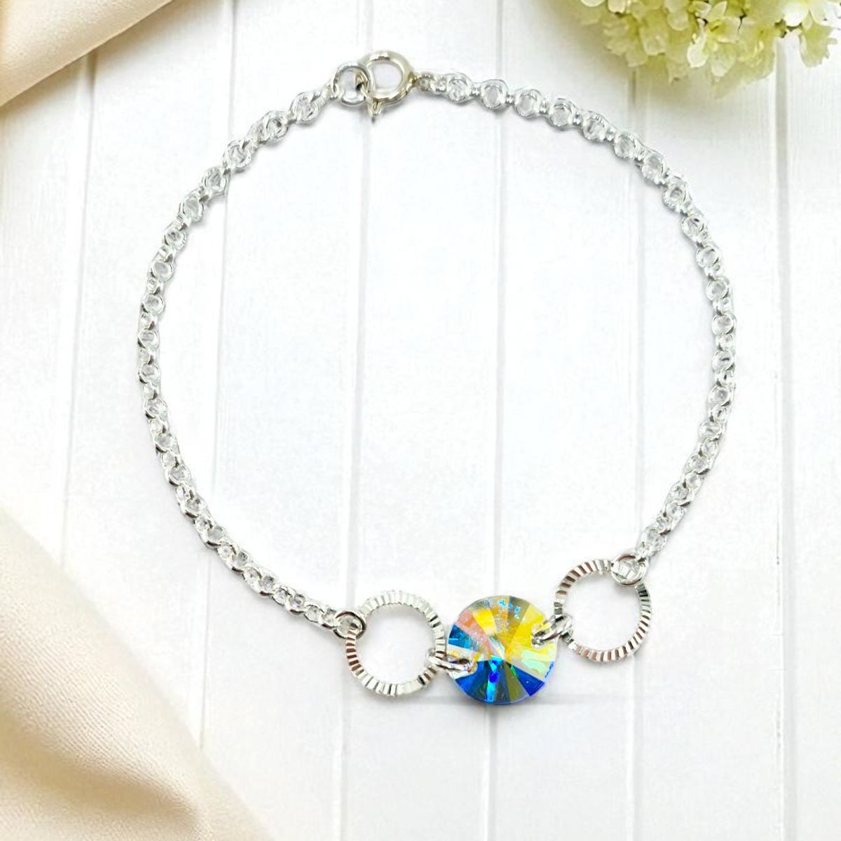 JOYAS MONTERO - Pulsera Rafaela Plata 925 creado con cristales de Swarovski® Aurora Boreal