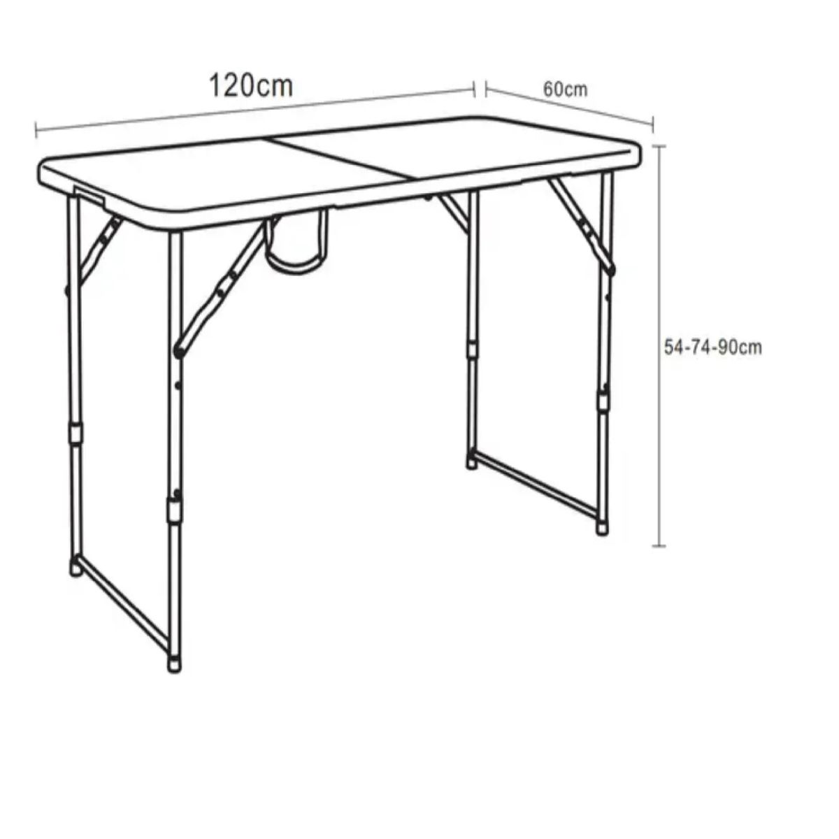 ALPES - Mesa Plegable Rectangular 120cm Camping Blanca Marca Alpes