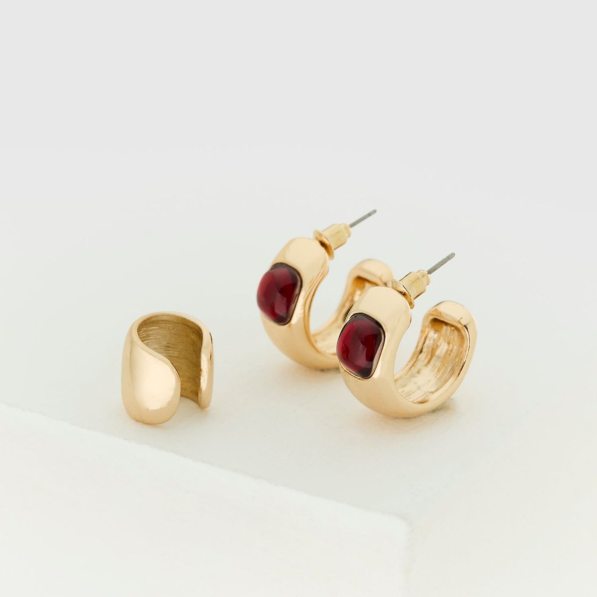 LOUNGE - Set Aros Mujer Detalle Resina Y Cuff