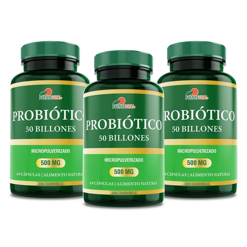 FUENTEVITAL - Pack 3 Probiótico Digestivo 50 Billones 60 Cápsulas