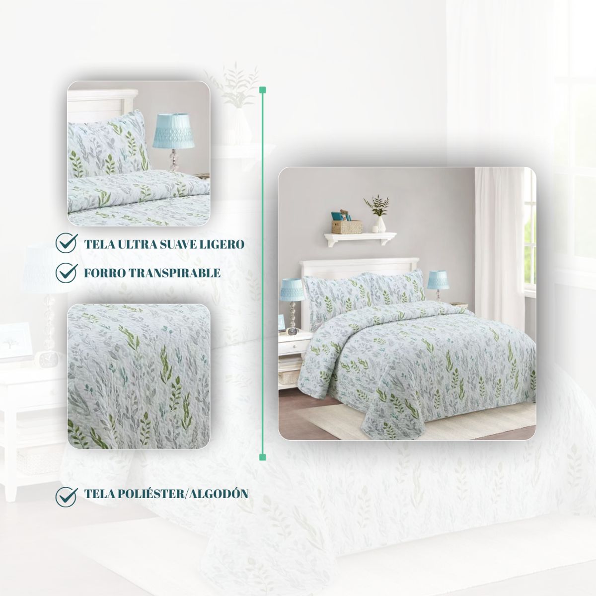 GENERICO - Cubrecama Verano 2 Plazas Quilt De Diseños Estampados