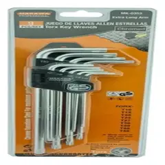 MAKAWA - Kit Set Juego De Llaves Allen Punta Estrella 9 Piezas