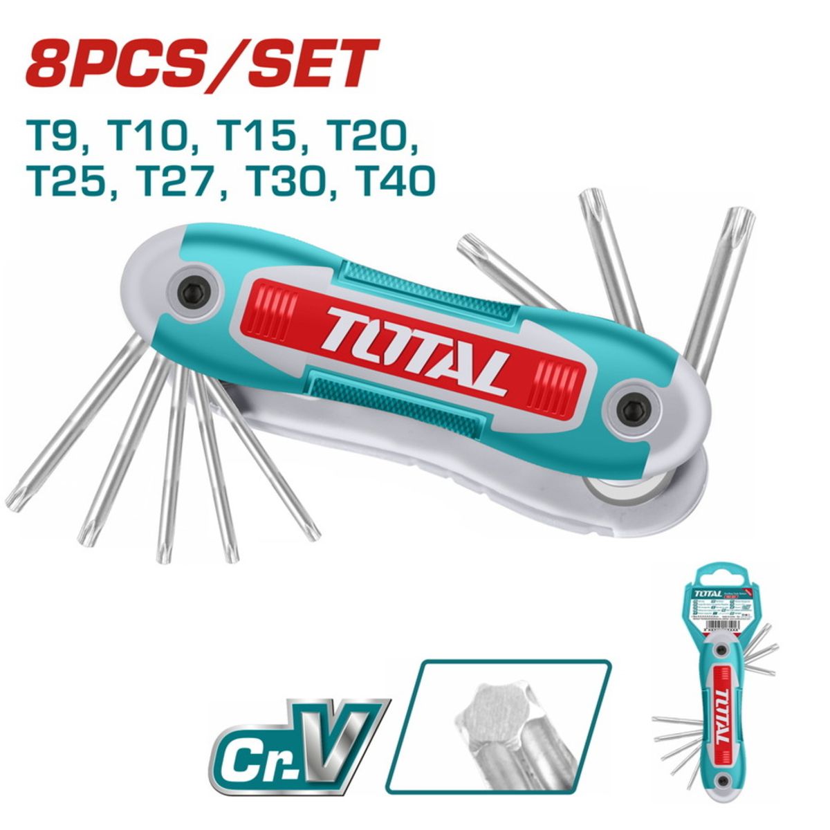 TOTAL TOOLS - Juego Llaves Allen Torx T9-t40 8 Piezas