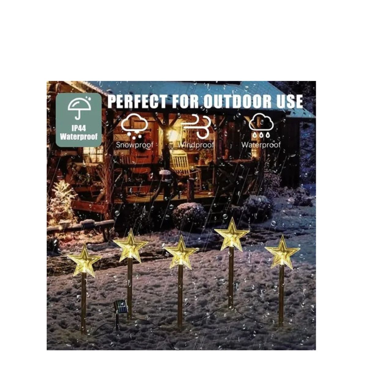 GENERICO - Set 5 Estacas Solares Navidad Diseño Estrellas SKU: TN