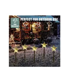 GENERICO - Set 5 Estacas Solares Navidad Diseño Estrellas SKU: TN