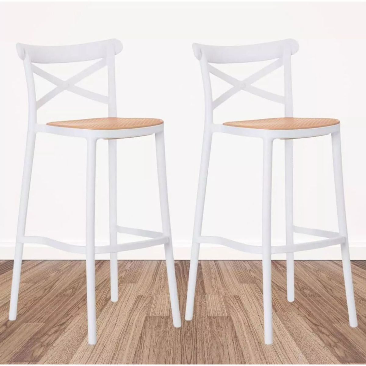 HABITA2 CHILE - Pack 2 Taburete piso de Bar Sena 75 cm Polipropileno - Negro