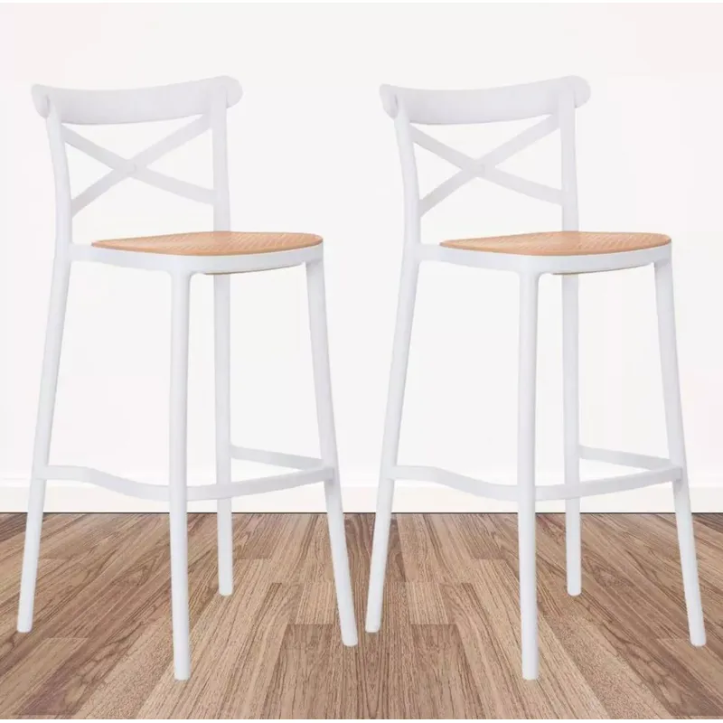 HABITA2 CHILE - Pack 2 Taburete piso de Bar Sena 75 cm Polipropileno