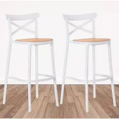 HABITA2 CHILE - Pack 2 Taburete piso de Bar Sena 75 cm Polipropileno - Negro