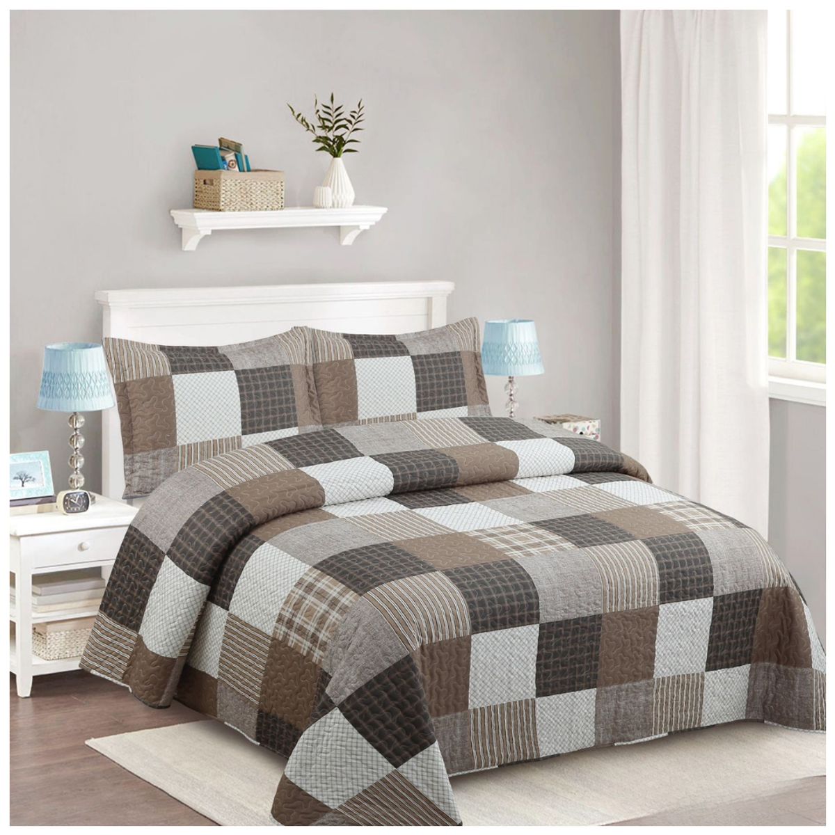 GENERICO - Cubrecama Verano 2 Plazas Quilt De Diseños Estampados