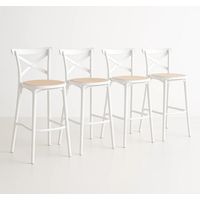 Pack 4 Taburete piso de Bar Sena 75 cm Polipropileno - Negro