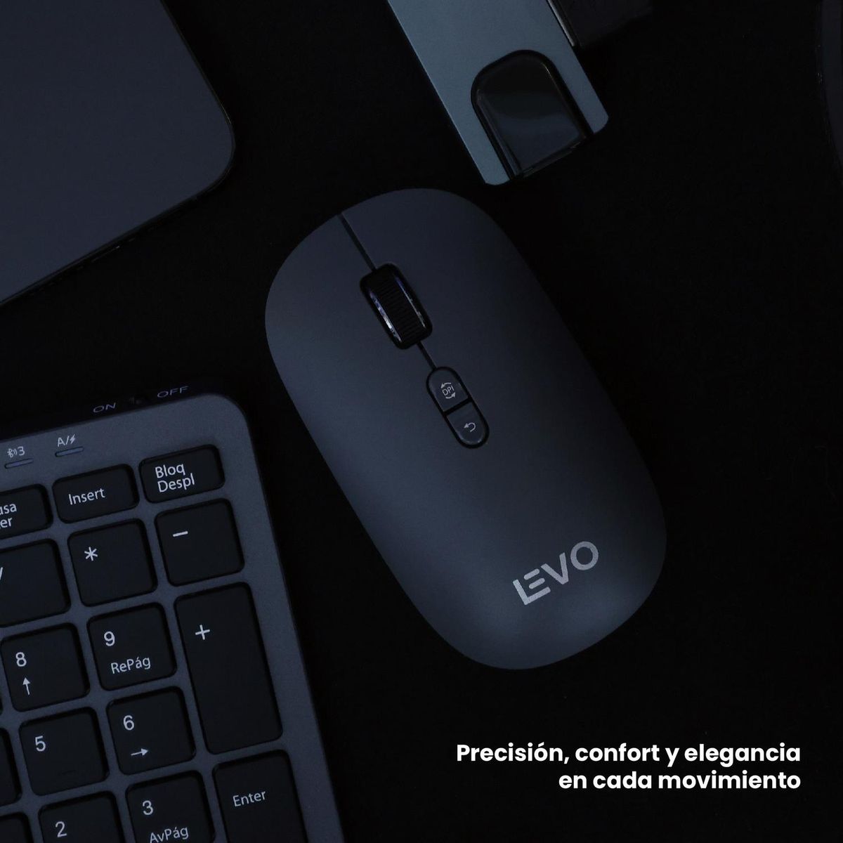 LEVO - Mouse Inalámbrico Ultra Slim Silencioso Velar Grafito LEVO