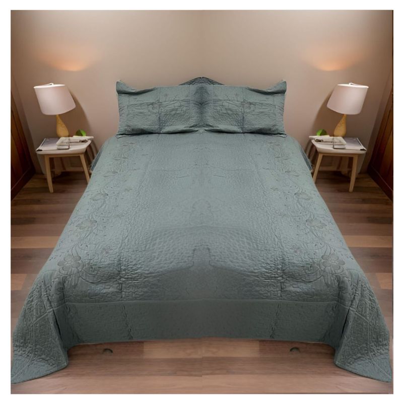 GENERICO - Cubrecama Verano 2 Plazas Quilt De Diseños Bordados