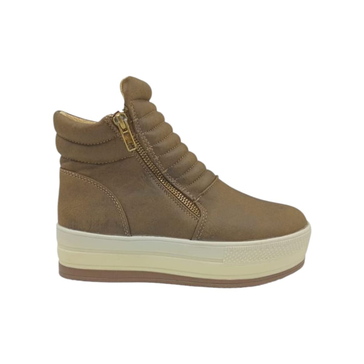 HERIEL - Zapatilla Camel Caña Plataforma Mujer