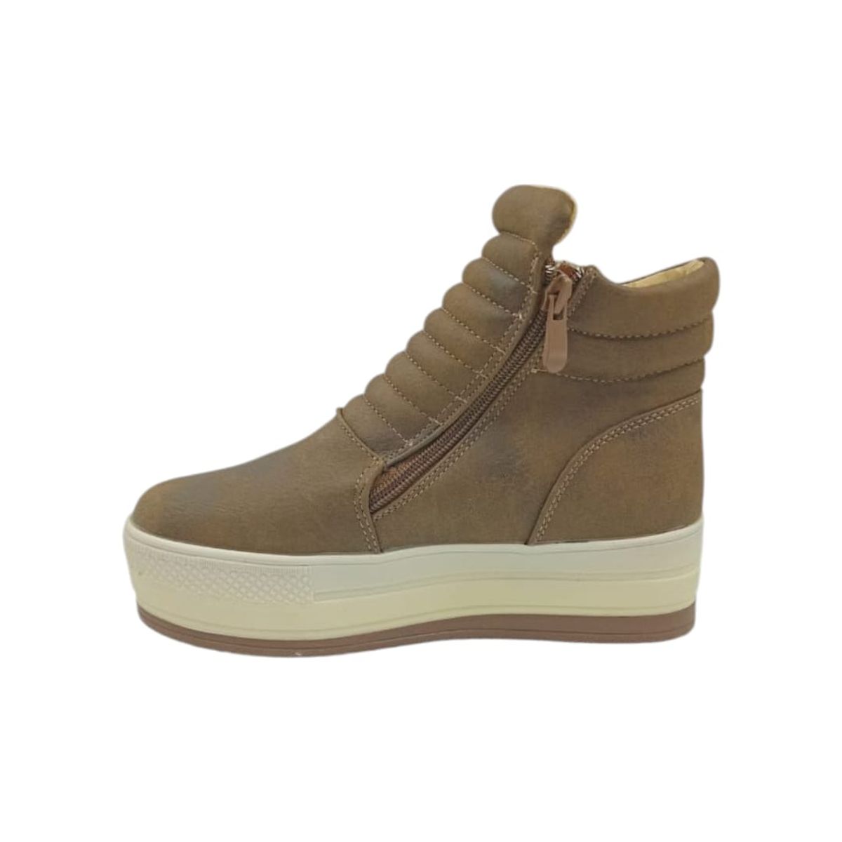 HERIEL - Zapatilla Camel Caña Plataforma Mujer