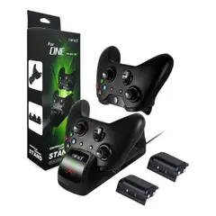 GENERICO - Base Cargador Mando Xbox One Control Joystick +2 Baterias Color Negro