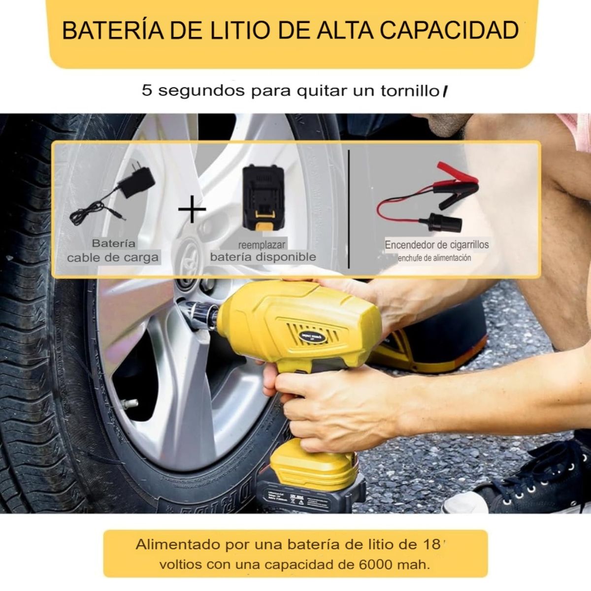 MOVI - KIT DE GATA HIDRAULICO 5 TONELADAS + LLAVE DE IMPACTO