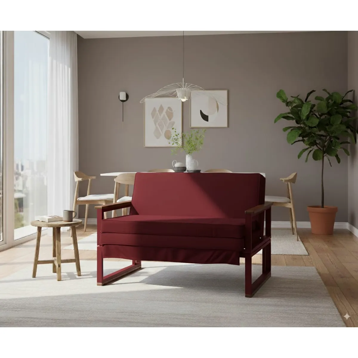 RECUTEX - SOFA FUTON FOLK 1.5PZA  ROJO