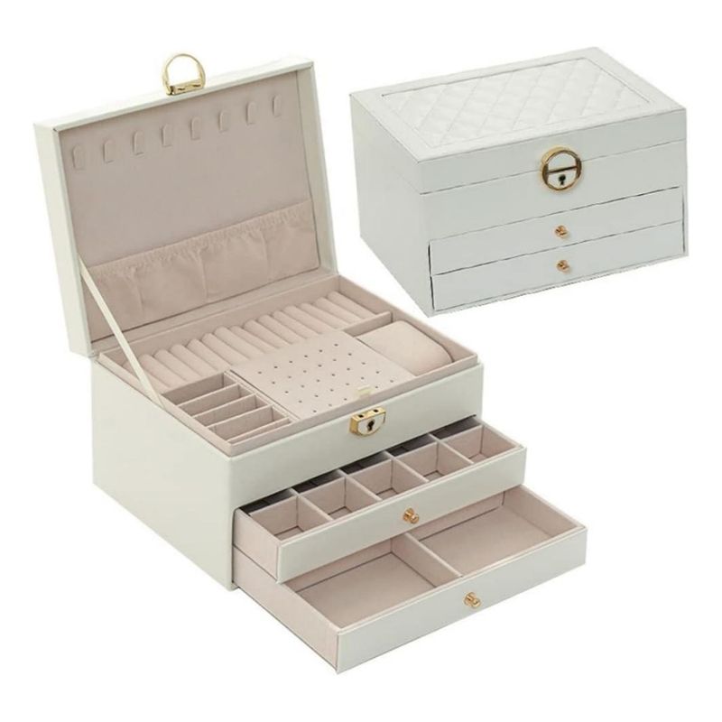 EVERSO - Joyero Caja De Joya Dos Capas Tipo Maleta Organizador Joyas