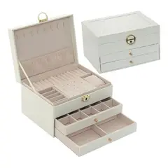 EVERSO - Joyero Caja De Joya Dos Capas Tipo Maleta Organizador Joyas