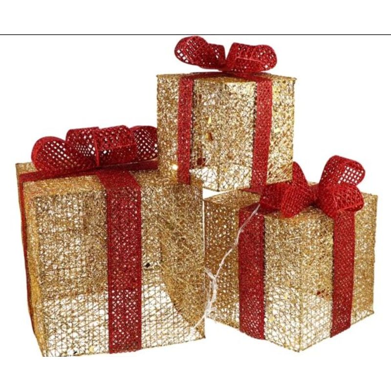 GENERICO - Cajas de Regalo Luz Led Navidad Dorada