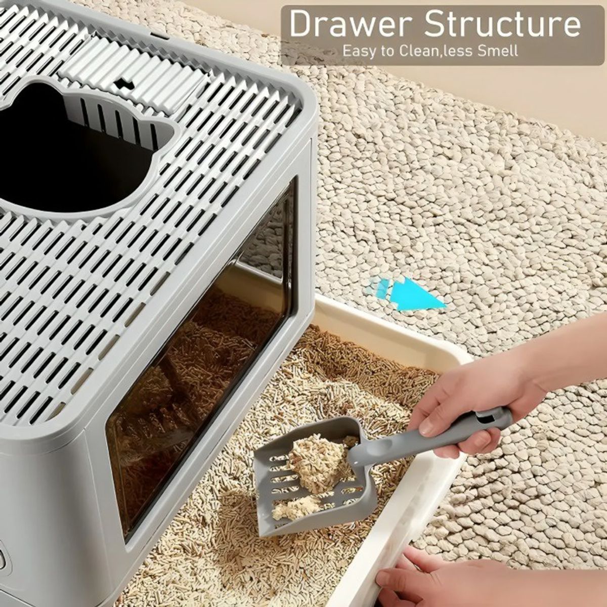 GENERICO - Arenero Cerrado Gatos Cupula Baño Sanitario Xl Base Movil