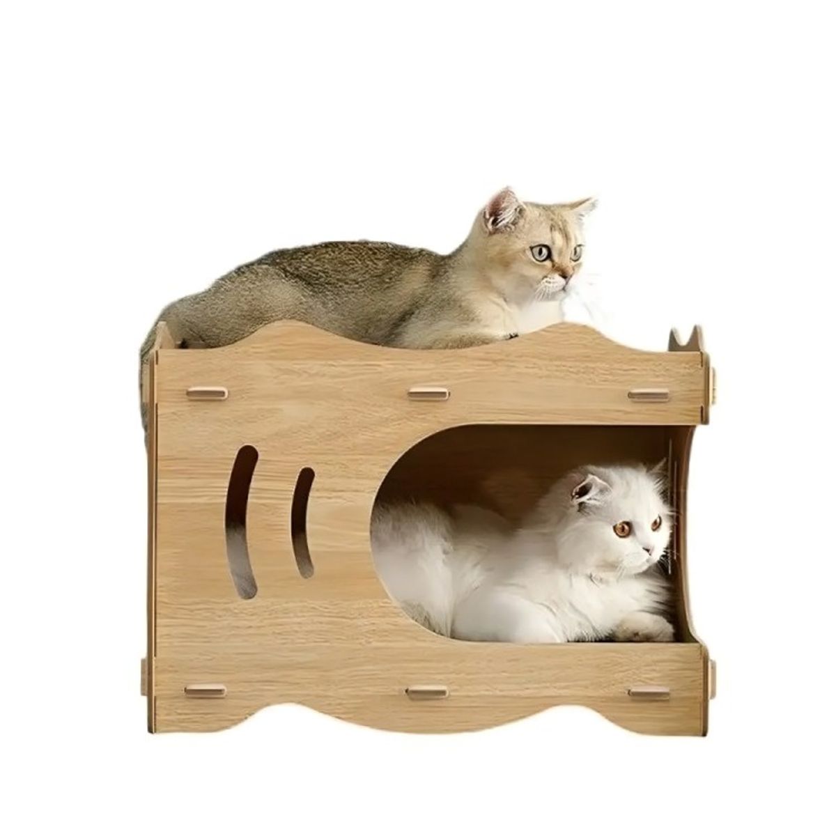 GENERICO - Cama Casa De Madera Para Gatos Con Rascador Interno