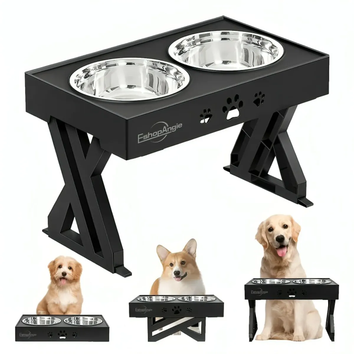 GENERICO - Comedero-bebedero Para Perros Altura Ajustable - Plato Acero