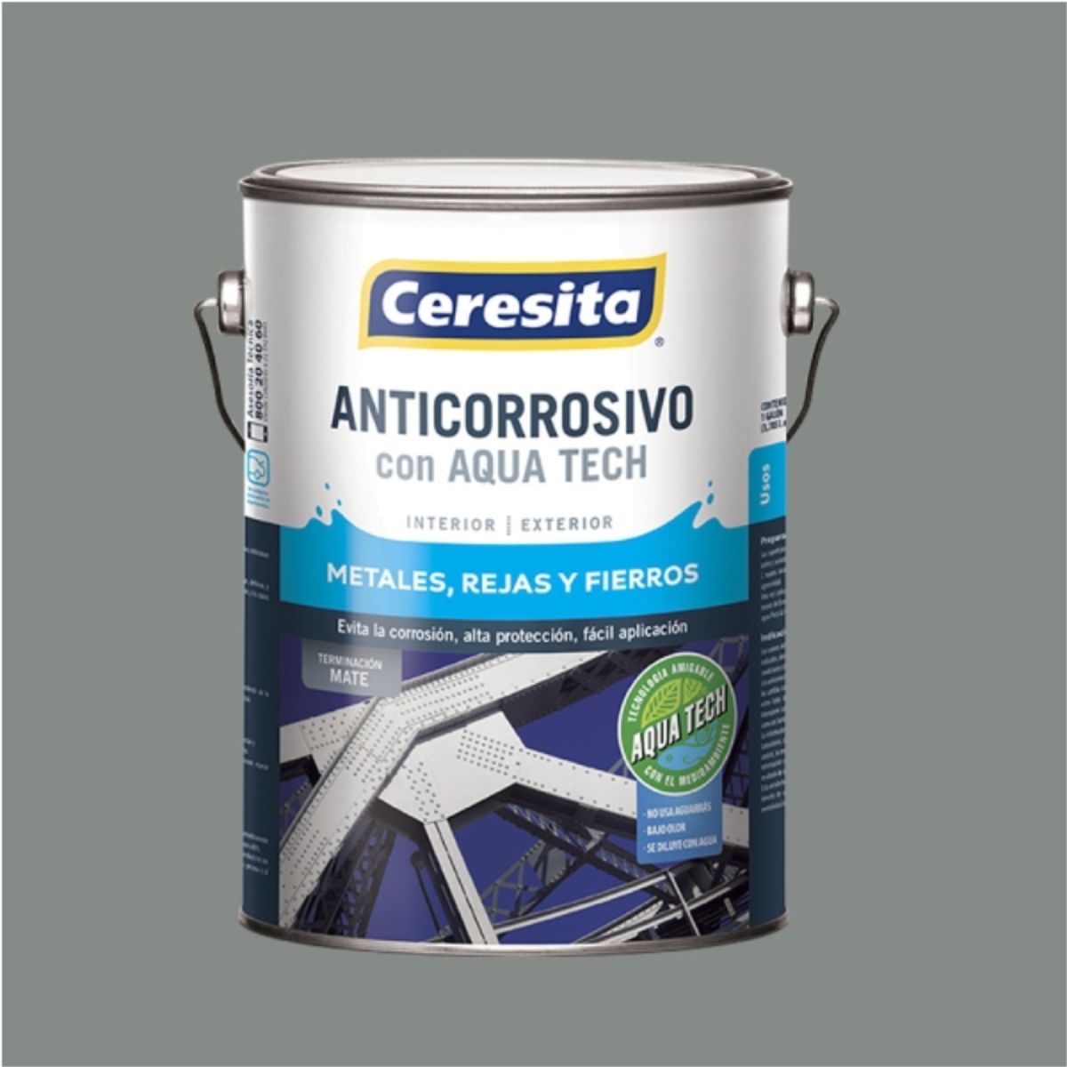 CERESITA - Anticorrosivo Aqua Tech gris 1 gl