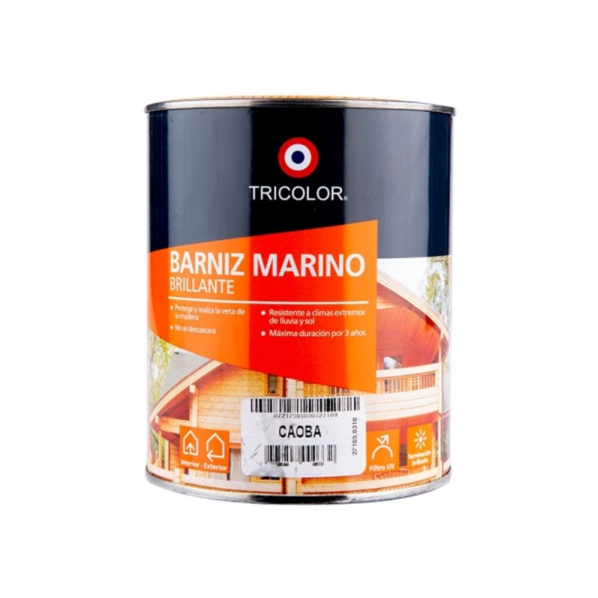 TRICOLOR - Barniz marino caoba 1/4 gal