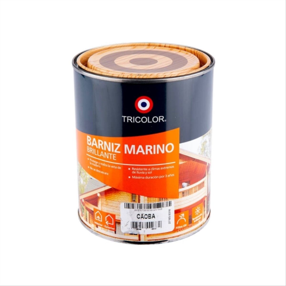 TRICOLOR - Barniz marino caoba 1/4 gal