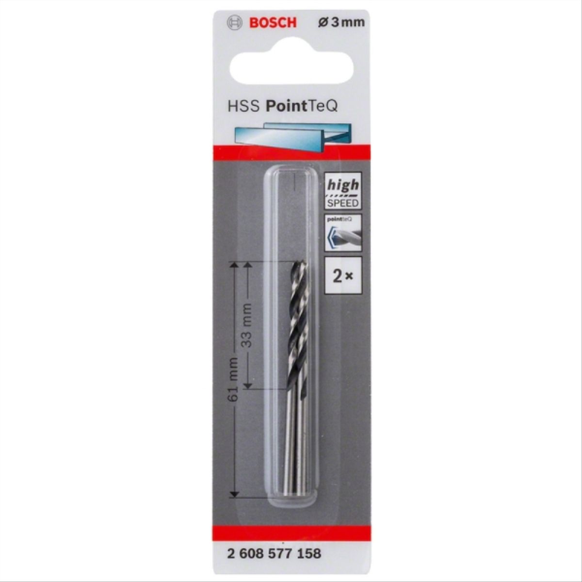 BOSCH - Broca acero rapido 3,0mm pack 2