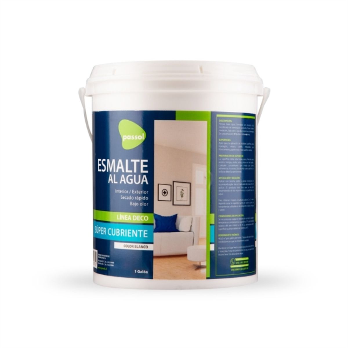 PASSOL - Esmalte al agua blanca 1 galón