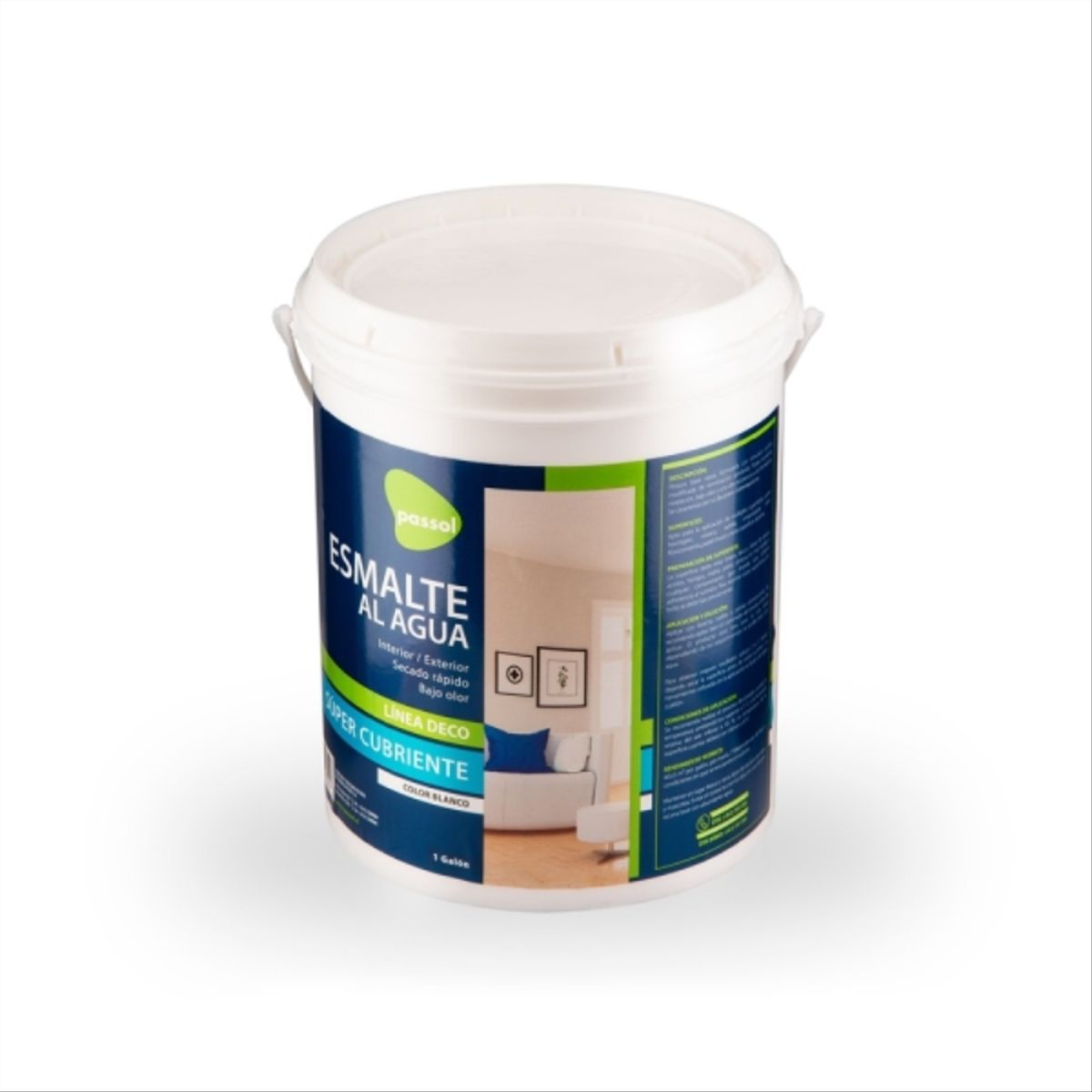 PASSOL - Esmalte al agua blanca 1 galón
