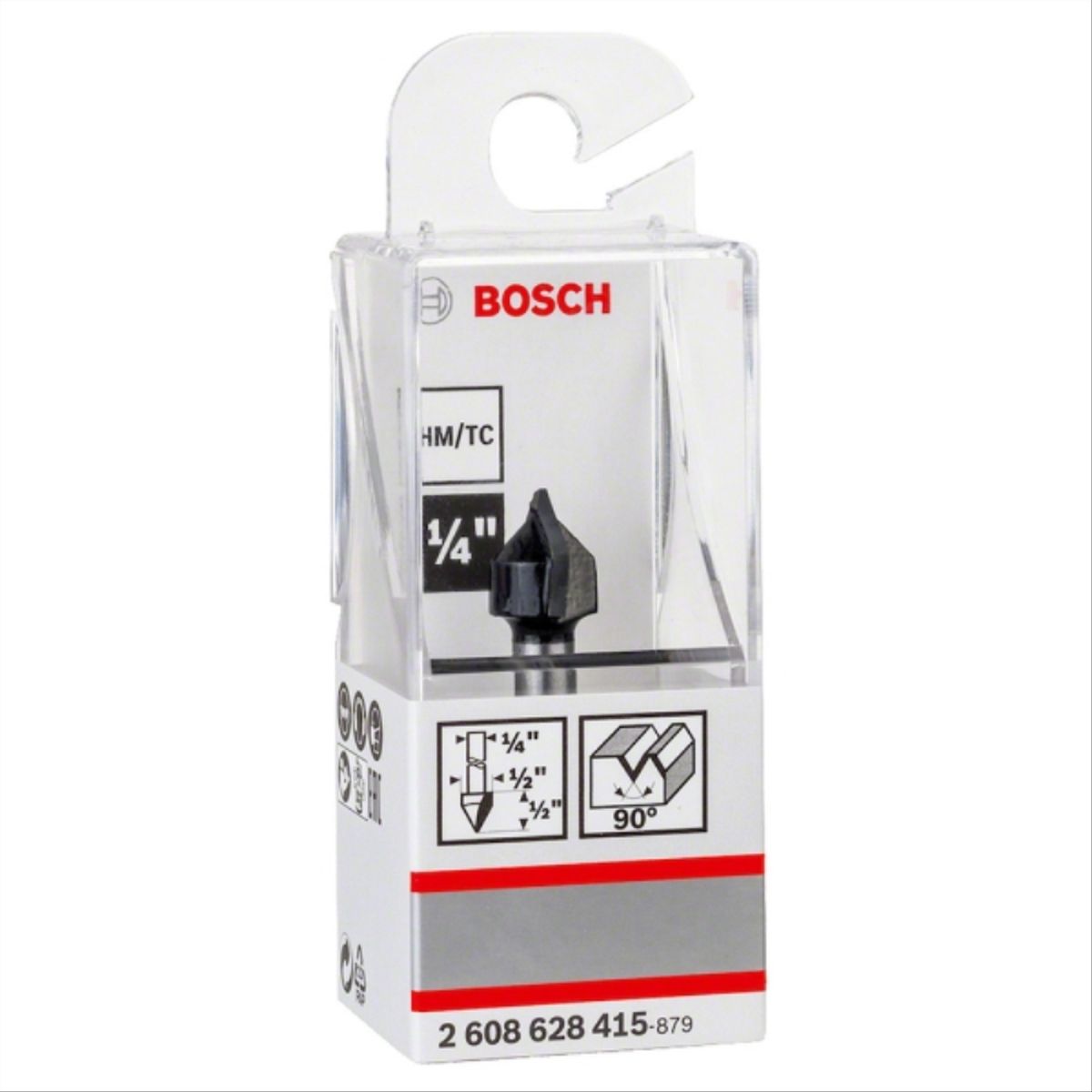 BOSCH - Fresa madera 1/4" ranura V 90º 2 filos corte 1/2"