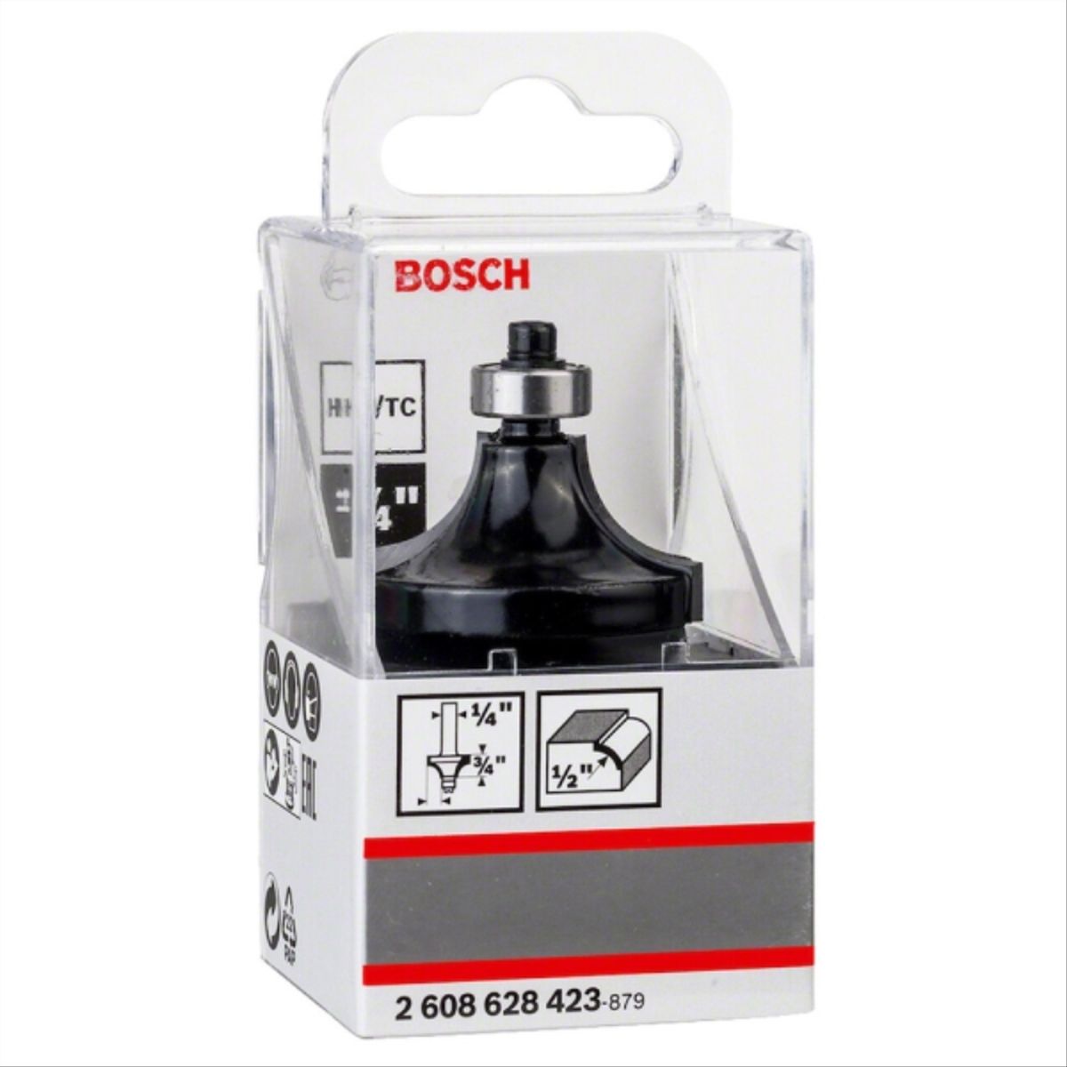 BOSCH - Fresa madera 1/4" bordes con rodamiento 2 filos corte 1/2"