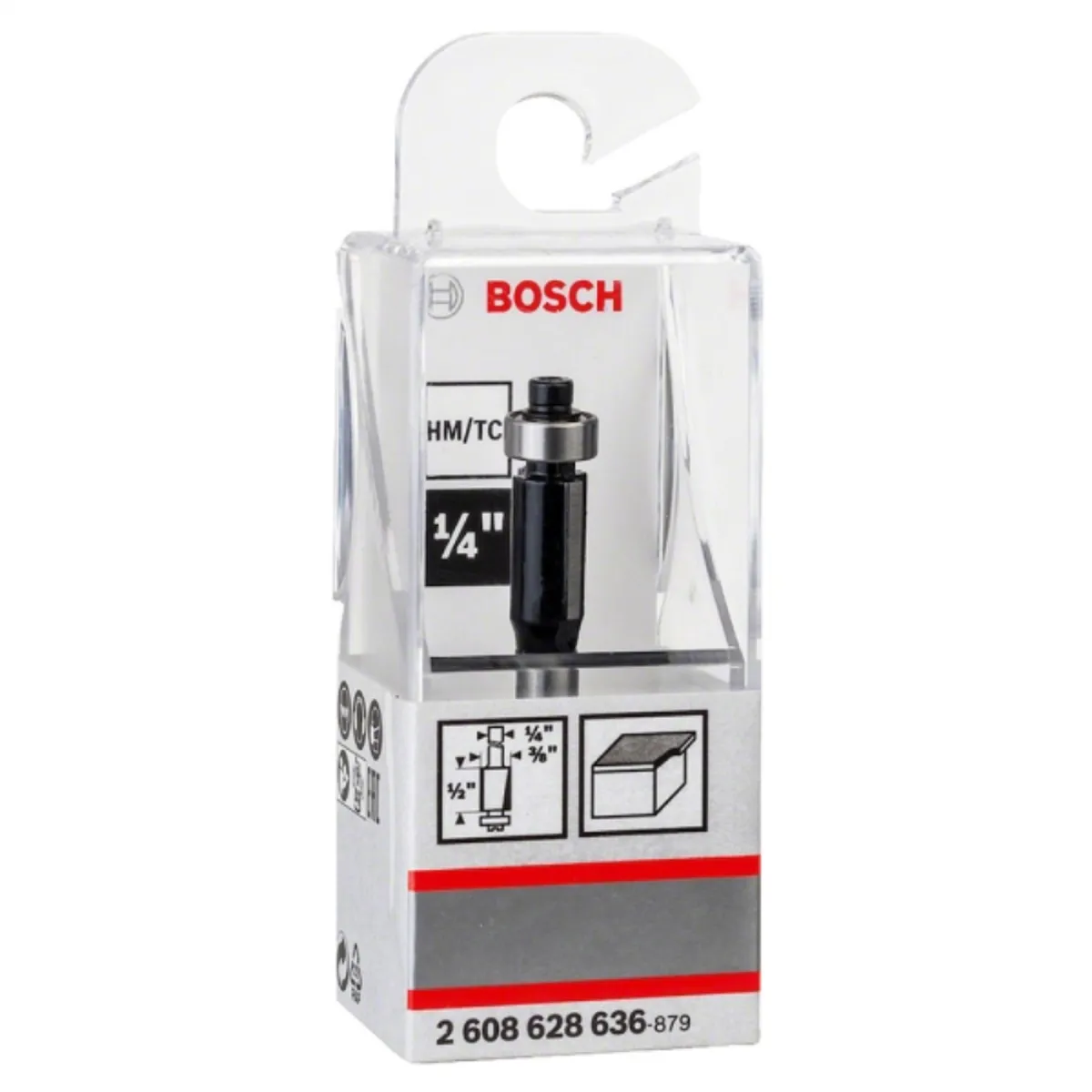 BOSCH - Fresa madera 1/4" recta con rodamiento 2 filos corte 3/8"