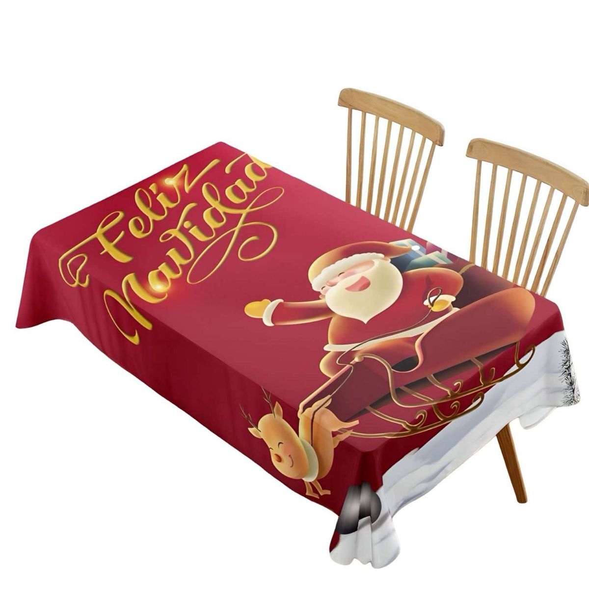 GENERICO - MANTEL DE NAVIDAD ANTIMANCHAS TRINEO Y SANTA