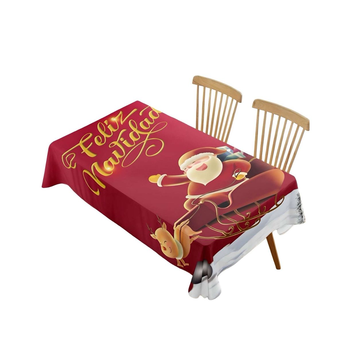 GENERICO - MANTEL DE NAVIDAD ANTIMANCHAS TRINEO Y SANTA